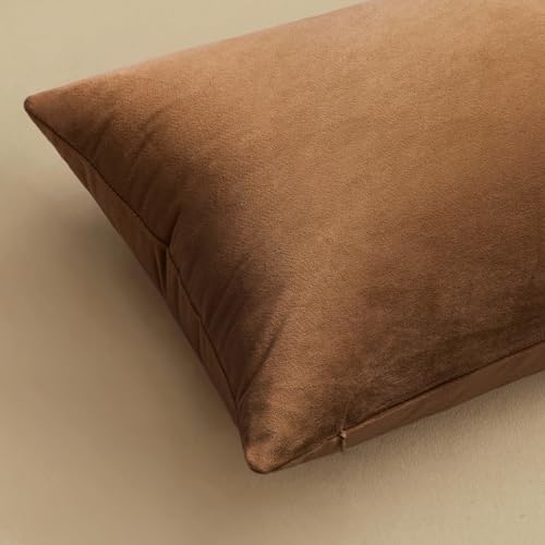 MIULEE Velvet Throw Pillow Covers 18x18 Inch Pack of 2 Chocolate - Image 6