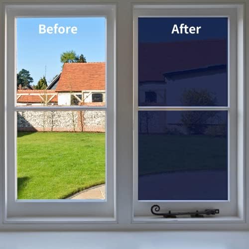 Niviy One Way Window Film Daytime Privacy Mirror Effect Reflective Window Tint for Home Self Adhesive UV Sun Blocking Heat Control Glass Door Films 35.4 x 78.7 inches Blue Silver - Image 5