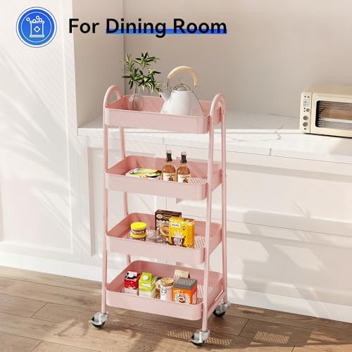 OLIXIS Metal 4 Tiers Rolling Storage Utility Cart with Lockable Wheels - Image 6