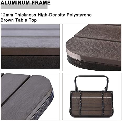Balcony Railing Table Outdoor Hanging Folding Brown Aluminium Metal Side Table Adjustable 23.6"L x 15.7"W - Image 6