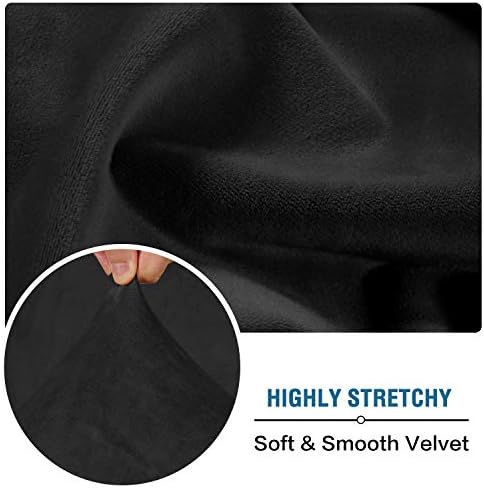H.VERSAILTEX Velvet Stretch Couch Cushion Cover Plush Cushion Slipcover for Chair Loveseat Sofa Cushion Furniture Protector Seat Cushion Sofa Cover (2 Piece Large Sofa Cushion Covers, Black) - Image 5