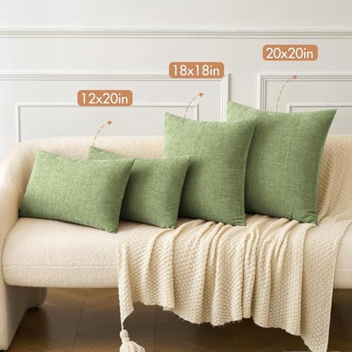 MIULEE Soft Chenille Lumbar Throw Pillow Covers Sage Green 14x24 Pack of 2 - Image 5