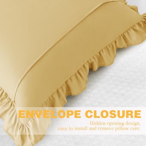 KKJIAF 2 Pack Ruffle Pillow Cases 26x26 Inches, Gold - Image 6