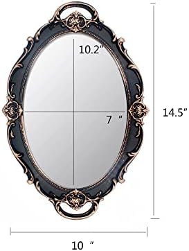 YCHMIR Vintage Mirror Small Wall Mirror Hanging Mirror 14.5 x 10 inchs Oval Brown - Image 5
