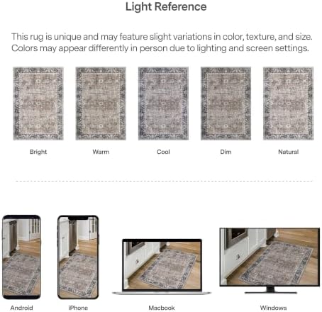 ReaLife Rugs Machine Washable Area Rug - Living Room Bedroom Bathroom Kitchen Entryway Office - Padded Low Pile Stain Resistant Premium - Boho Farmhouse Vintage - BEV - Beige Tan Brown 5' x 7' - Image 6