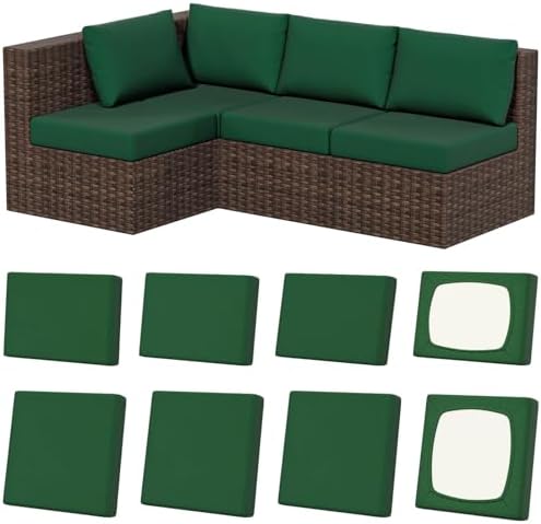 8Pcs Outdoor Cushion Covers, Stretch Patio Furniture Couch Chair Slipcovers by VORSHAPE