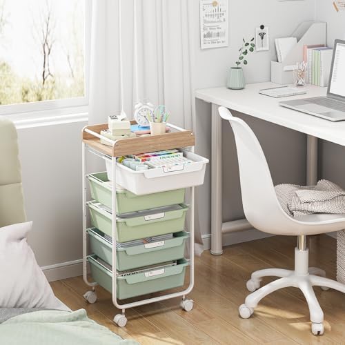 SYKIARIOL Utility Cart with Drawers,Craft Cart with 5 Drawers,Green - Image 2