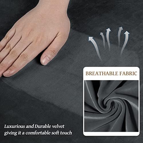 WEERRW 4 Pieces Couch Cover for Sofa Velvet Sofa Covers Washable, Dark Grey - Image 4