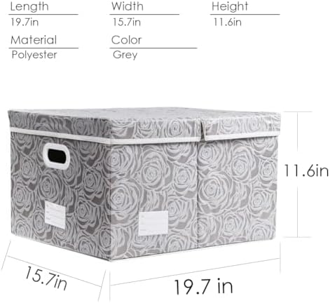 PRANDOM Extra Large Collapsible Storage Boxes with Lids Fabric Decorative Storage Bins Cubes Organizer Baskets with Cover Handles Divider for Bedroom Closet Living Room 19.6x15.7x11.8 Inch 3 Pack - Image 4