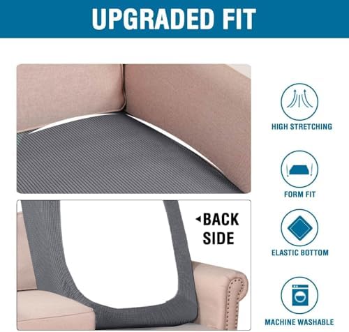 H.VERSAILTEX Super Stretch Individual Chaise Cover Sectional Couch Covers for L Shaped Sofa Both Left/Right Featuring Thick Jacquard Textured Twill Fabric (1 Piece Chaise Cover Large, Grey) - Image 6