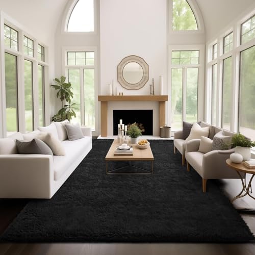 Ophanie Area Rugs 9x12 Living Room, Large Black Bedroom Carpet, Big Shag Indoor Thick Soft Nursery Rug, Fluffy Carpets for Boy and Girls Room Dorm Home Decor Aesthetic with Over 99 pcs Pile fibers - Image 5