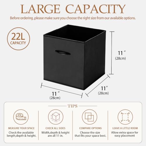 WUIKE 11-Inch Black Storage Cubes, Leather Cube Organizer Bins, 4-Pack - Image 2
