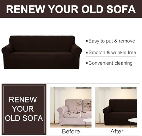 U-NICE HOME Oversized Stretch Couch Cover Slipcover, Chocolate - Image 5