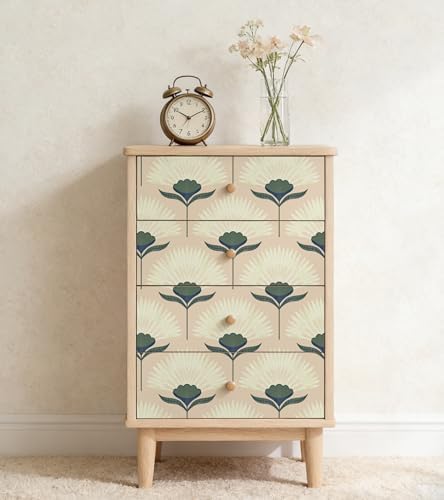 Safiyya Peel and Stick Wallpaper Boho Floral Wallpaper for Bedroom Living Room Removable Self Adhesive Floral Cottage Vinyl Contact Paper for Cabinets Accent Wall 17.3inx78.7.1in - Image 5