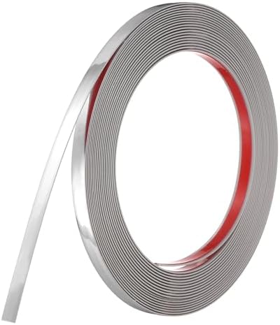 uxcell Silver Peel and Stick Molding Trim, 0.4 Inch x 19.7 ft Self-Adhesive Mirror Tape, Flexible PVC Border Strip for Wall Decoration Tile Edge Ceiling Floor Frame Furniture Decoration by uxcell