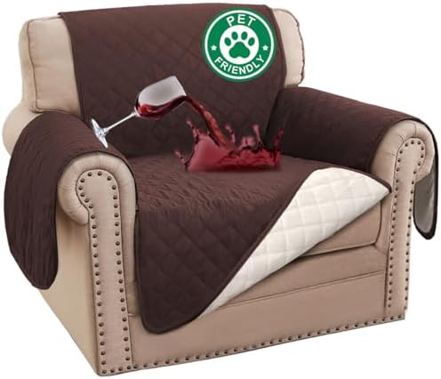 Turquoize 100% Waterproof Sofa Covers Chair Cover Slipcover Couch Protector Triple Non-Slip Sofa Slipcover for 1 Cushion Furniture Protector for Pets, Kids,Dog (Chair 23", Brown) by Turquoize