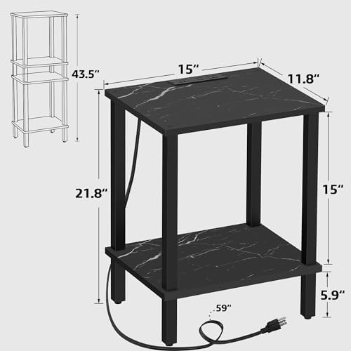TUTOTAK End Table with Charging Station, Side Table Set of 2, Nightstand - Image 3