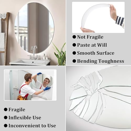 JUNEBRUSHS Oval Mirror, Acrylic Oval Bathroom Mirrors 17x14 Inchs - Image 4