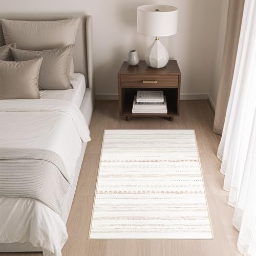 Nakagishi Boho 2x3 Washable Area Rug Non Slip Carpet for Entryway Beige - Image 4