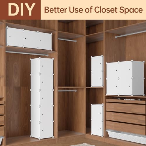 MAGINELS 5 Cube Storage Cabinet, Narrow Clothes Storage with Doors,Tall Plastic Standing Organizer Shelves for Small Spaces,Use to Closet,Bedroom,Livingroom,White(11.8x11.8inch) - Image 6
