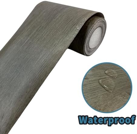 YESUS Dark Grey Wood Grain 3D 10M Wallpaper Frame Removable PVC Waterproof Peel and Stick Wallpaper,Bathroom Frame Sticker Wall Decor (Gray, 2" x 393") - Image 6