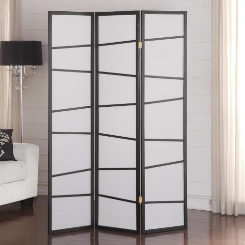 Roundhill Furniture 3-Panel Screen Room Divider, Black - Image 3