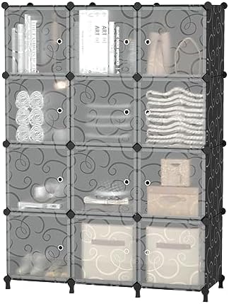 AWTATOS 12 Cube Storage Organizer, Closet Storage Shelves with Doors, Black by AWTATOS