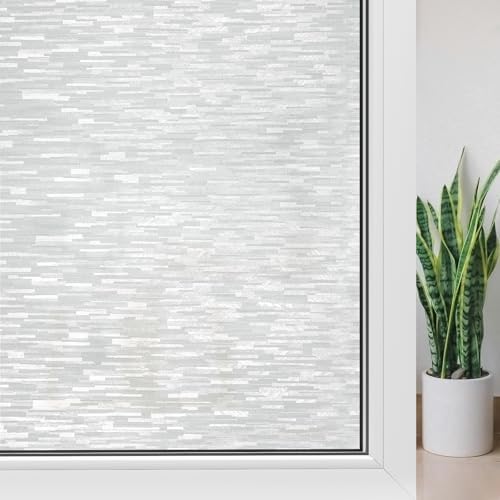 Haton Window Privacy Film, White Stripe Non-Adhesive, 23.6" x 78.7" by HatonHomeDecor