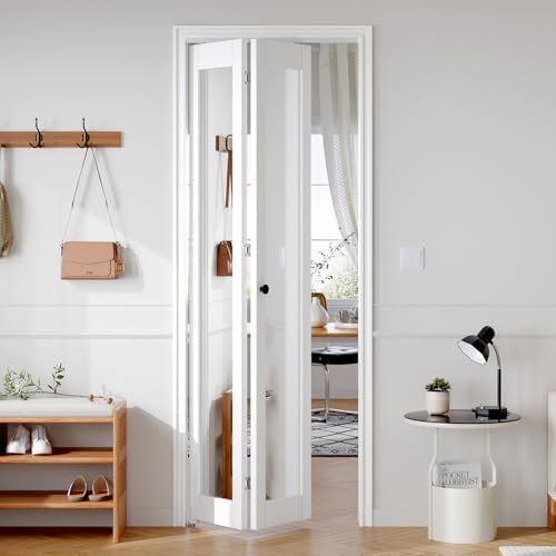 FREDBECK Bifold Door for 28x80 Opening (Double 14x80) with 1 Lites Mirror - Image 5