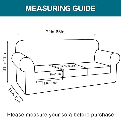 Turquoize 4 Piece Sofa Covers for 3 Cushion Couch Sofa Slipcover Soft Couch Cover for Dogs-Washable Sofa Furniture Covers with 3 Individual Cushion Covers Jacquard Fabric (3 Cushion Sofa, Loden Frost) - Image 2