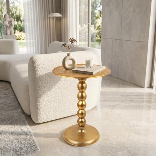 CLEENTABLE Round Farmhouse End Table, Rustic, 15x21 - Image 2