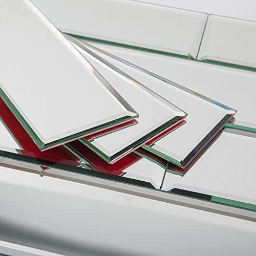 Peel and Stick Mirror Tiles, 4x12 Inch Silver Beveled Mirror Subway Tiles for Kitchen Backsplash Bathroom Wall 15 Pcs - Image 6