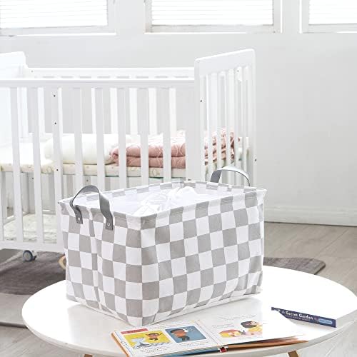 Hinwo 33L Large Canvas Storage Baskets with Lid and Handles - Image 2