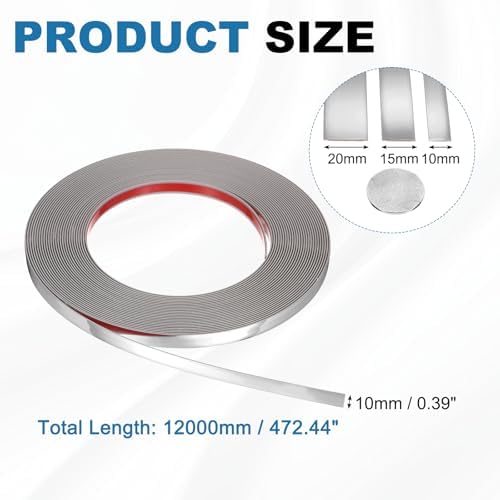 uxcell Silver Peel and Stick Molding Trim, 0.4 Inch x 39.4 ft Self-Adhesive Mirror Tape, Flexible PVC Border Strip for Wall Decoration Tile Edge Ceiling Floor Frame Furniture Decoration - Image 2