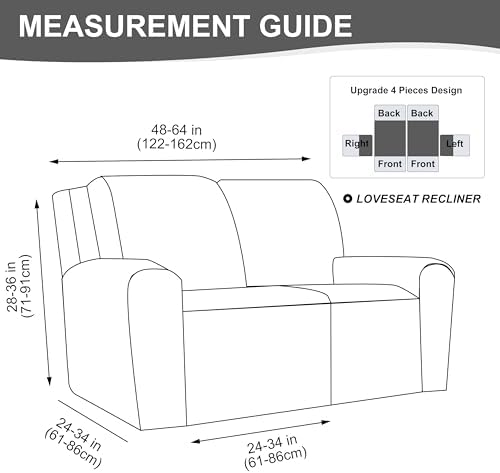 Genina Waterproof Recliner Loveseat Cover,2 Seat Couch Cover,Light Blue - Image 2