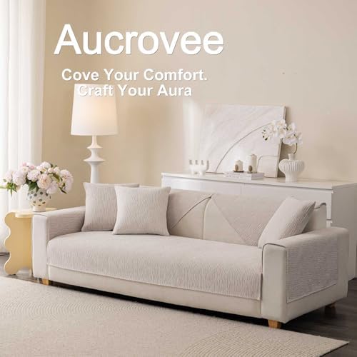 Soft Waterproof Chenille Cover Washable, Non Slip Sectional Sofa Covers for 3 Cushion Couch Sofa L Sharped Sofa Slipcover for Pets, Furniture Protector (1 PCS 36"x82" Coffee) - Image 3
