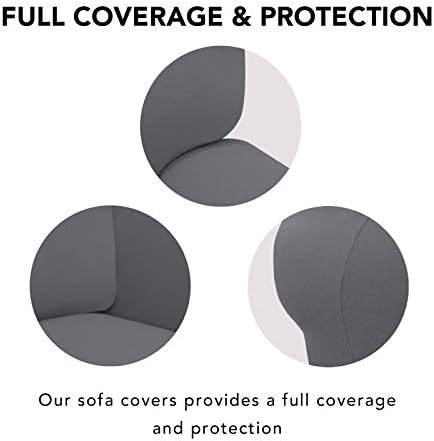 PureFit Stretch Couch Covers for Sofa 4 Seater Slipcovers Gray - Image 3