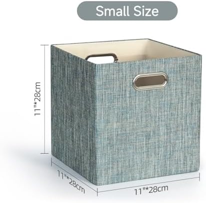Posprica Storage Basket Bins,13×13×13 Foldable Storage Boxes Fabric Drawer Cubes for Closet Shelf Cabinet Bookcase - Set of 4,Teal - Image 3
