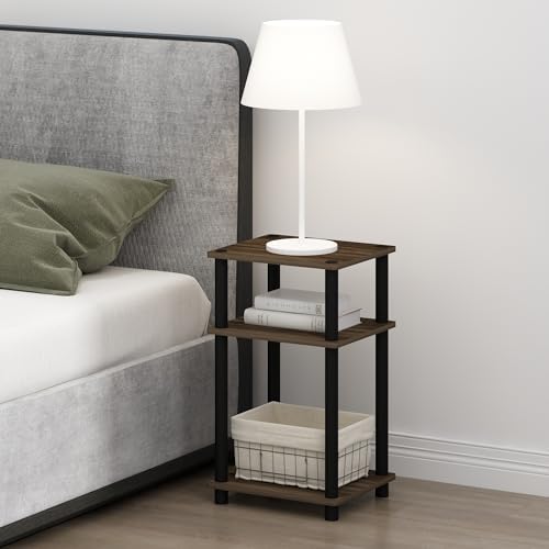 Furinno JUST Toolless 3-Tier Night Stand, Open Storage, Columbia Walnut by Furinno-FitsYourSpaceFitsYourBudget