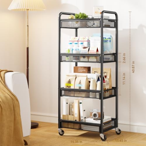 YASONIC 4 Tier Rolling Cart – Rolling Storage Cart with Wheels - Image 5