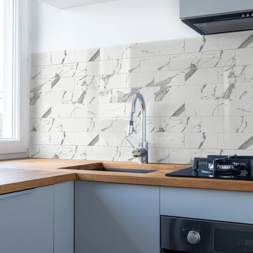 Art3d 102-Pack Peel and Stick Backsplash on Subway Tile, Gray Marble - Image 2