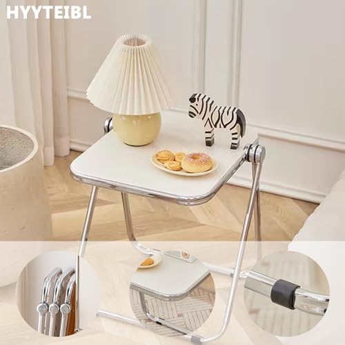 16.2"×14.1" Acrylic Folding Side Table, Portable Lightweight End Table, Sturdy Metal Frame and No Assembly Required, Space-Saving Design for Living Room, Bedroom and Small Room, Grey - Image 4