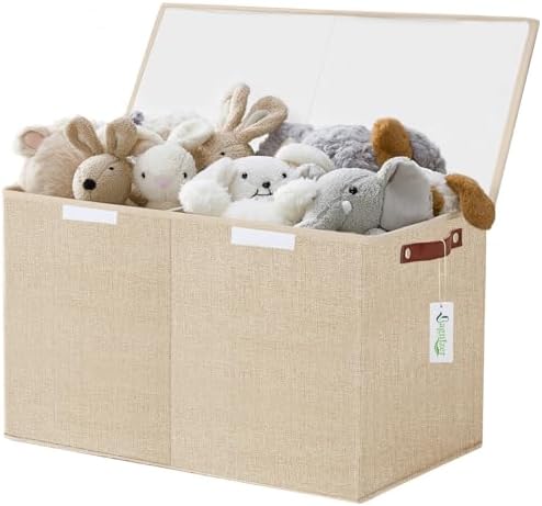 Bagnizer Large Toy Storage Box with Lids, Collapsible Sturdy Baby Storage Organizer Chest Bin Basket for Kids, Boys, Girls, Playroom, Nursery, Bedroom, Closet 25"x13"x16" (Khaki) by Bagnizer