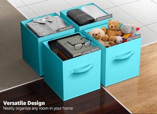 Sorbus Fabric Storage Cubes, 6-Pack Foldable Bins (13 Inch, Aqua) - Image 5