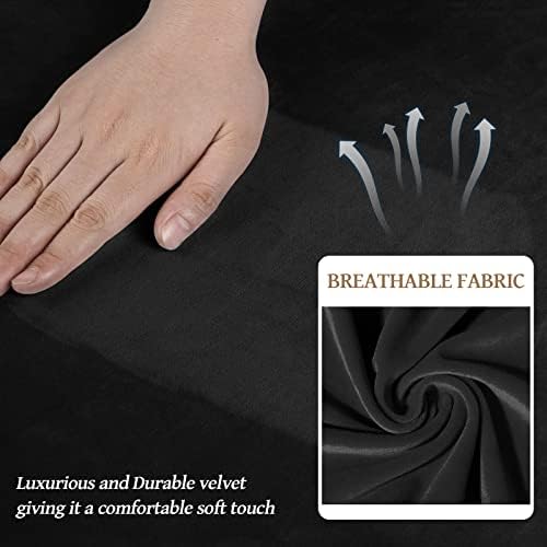 WEERRW Velvet Stretch 3 Pieces Couch Cover for Sofa Washable, Black - Image 4