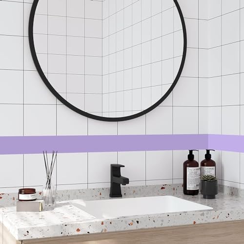 YENHOME Purple Removable Wallpaper Border Peel and Stick for Bathroom Walls Self Adhesive Wallpaper Borders 3"X236" Mirror Frame Borders Decoration Contact Paper for Wall Decor Vinyl Repair Tape - Image 3