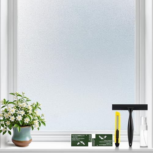 GTJ Frosted Glass Window Privacy Film, Static Cling No Glue, 29.5 x 78.7 in by GTJ