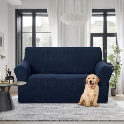 U-NICE HOME Loveseat Cover Stretch Couch Cover Sofa Slipcover, Navy - Image 2