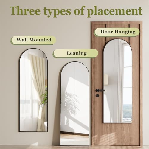 BEAUTYPEAK Arched Full Length Over The Door Mirror 14" x 48", Black - Image 5
