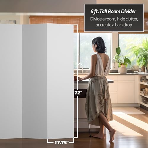 6 ft. Tall White Temporary Cardboard Folding Screen - 4 Panel - Image 5